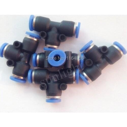 100Pcs/lot PE4 Pneumatic 4mm to 4mm T Type One Touch Push In Quick Fittings