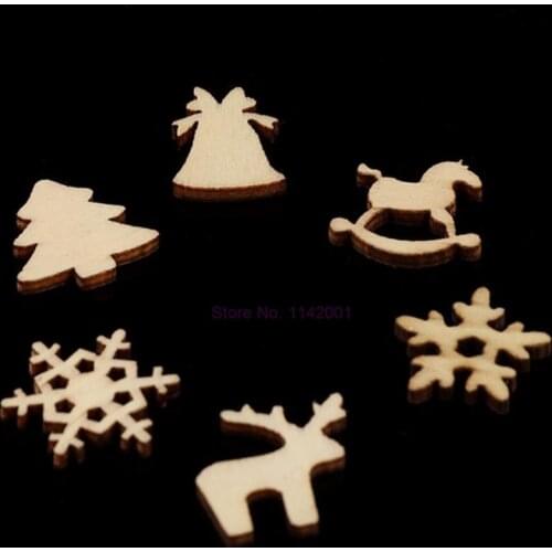 100bag 100pcs/bag Christmas Wooden Decorations for DIY Xmas Tree Ornaments Snowflake Christmas Party Decorations for home