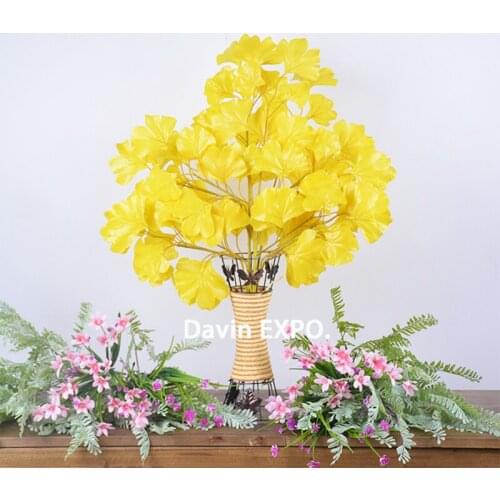12 pcs decorative silk artificial plants ginkgo leaves bouquet home decoration leaves leaf wedding party arch vintage supplies