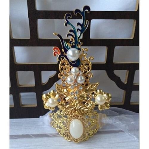 17 Styles Golden Hair Crown Hanfu Swordsman Cosplay Head Wear Ancient Crown Festival Party