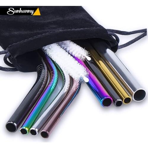 2/4/8Pcs Colorful Reusable Drinking Straw High Quality 304 Stainless Steel Metal Straw with Cleaner Brush For Mugs 20/30oz