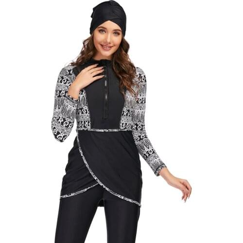 2020 Modest Muslim Swimwear Full Coverage Islam Swimsuit Bikini Hijab Burkinis Beachwear Swimwear Plus Size