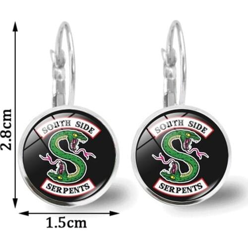 American TV Sitcom Riverdale Fashion gem Ring glass stainless steel earrings for women whole sale for women or men