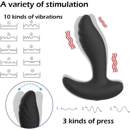 Men Anal Plug Waterproof Remote Control Anal Vibrator Prostate Massager 10 Stimulation Patterns Butt Anus Silicone Man Sex Toys