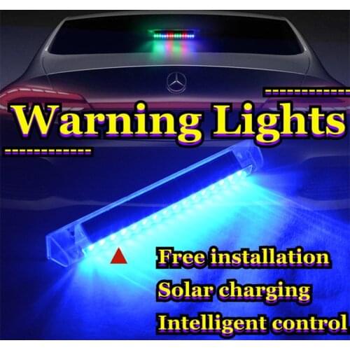 Car Warning Strobe Lights Solar Powered LampAuto Outdoor Rear Windshield Wireless Decoration 16LED Energy Accessorie 1pc 7Colors
