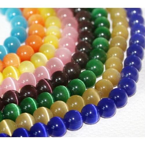 Hot selling A Grade 6mm DIY Beads Multi Colours Round Cat Eye glass Loose Spacer Stone Beads for Bracelets & Necklaces Making