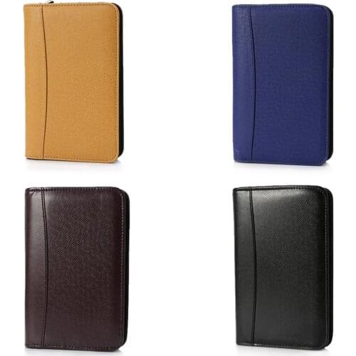 PU Leather Cover A6 Zipper Notebook Loose-Leaf Business Notepad With Calculator