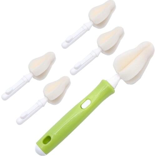 Baby Pacifier Brush, Cleaning Brush 360 Degree Rotating Replacement Head Sponge Bottle Brush Pacifier Brush Set