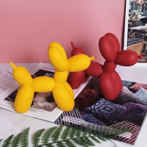 Nordic Resin Balloon Dog Statue Home Decor Cute Animal Figurines Ornaments Living Room Bedroom TV Cabinet Sculptures Decoration