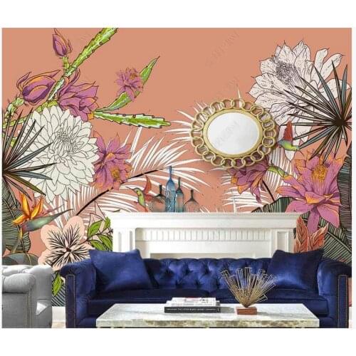 Custom photo wallpaper for walls 3 d mural Modern Hand painted tropical plants flowers indoor background wall papers home decor