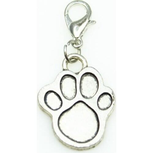 Hot selling 20pcs dog paw charm dangle charms lobster clasp charms diy bracelet&bangle jewelry hanging charm