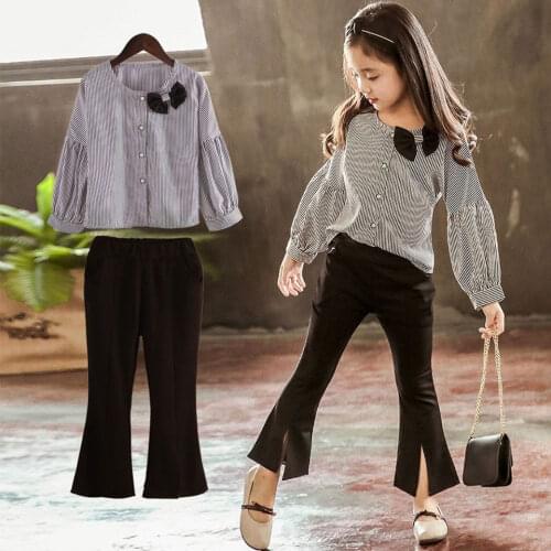 Children Clothing Sets Spring Girls Sports Suit Cotton Print Long Sleeve T-shirt+Pants 2Pcs Girls Clothes 4 6 8 10 12 13 Years