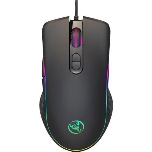 HXSJ A867 RGB Light Gaming Mouse with Grip Esports Wired Mause Plug Play Fire Button 4 Level 6400DPI for PC Computer Accessories