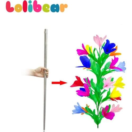 Vanishing Metal Cane to 21 Flowers Magic Tricks Stage Magia Disappearing Rainbow wand Magie Amazing Illusions Gimmick Props