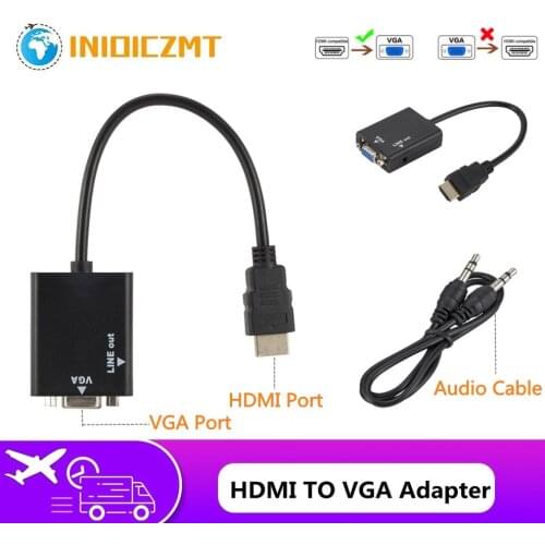 INIOICZMT HDMI to VGA Adapter Cable Male To Female HDMI TO VGA Converter Adapter 1080P Digital to Analog Video Audio For Tablet