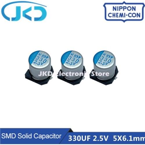 20pcs/100pcs NCC 330UF 2.5V 5X6.1mm SMD Solid Capacitor 2.5V330uF For Motherboard VGA Low ESR NIPPON CHEMI CON 330UF2.5V 5*6.1mm