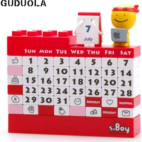 Guduola Bricks building block DIY Perpetual Calendar toys For children Creative Christmas New Year Birthday best Gift 4 colors