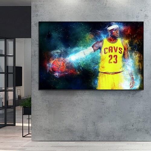 The Cool Basketball Player with Yellow Jersey Sports Wall Posters Canvas Painting Art Picture for Living Room Bedroom Hom Decor