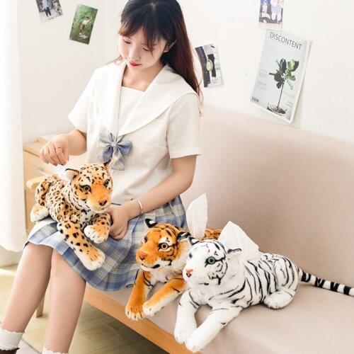 Lovely Simulation Plush Simulation Leopard Tiger Soft Stuffed Toy Napkin Paper Holder Tissue Box Home Decor Christmas Gift