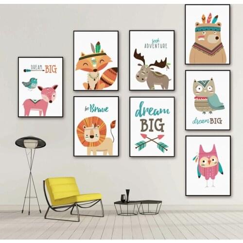 Cartoon Deer Fox Lion Bear Owl Dream Animal 5D Diamond Embroidery diy diamond painting mosaic full round drill kids room decor