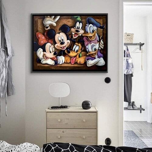 DIY 5D Diamond Painting Kits Full Drill Disney Mickey Mouse and Donald Duck Rhinestone Embroidery Cross Stitch Arts Home Decor