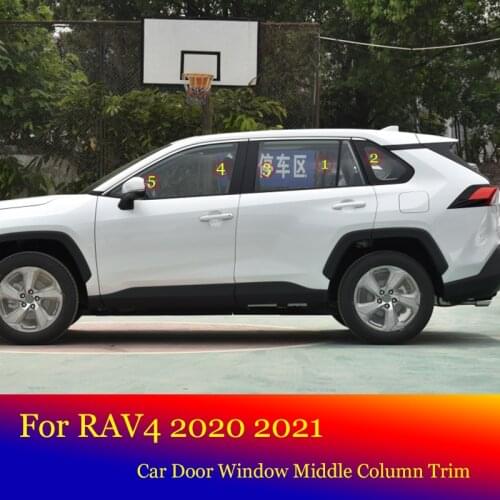 For Toyota RAV4 RAV 4 2020 2021 Car Door Window Middle Column Trim Protection PC Black Strip Stickers