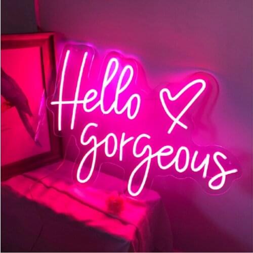 Custom Made Hello Gorgeous LED Neon Sign Wall Lights Party Wedding Shop Window Restaurant Birthday Home Room Decoration