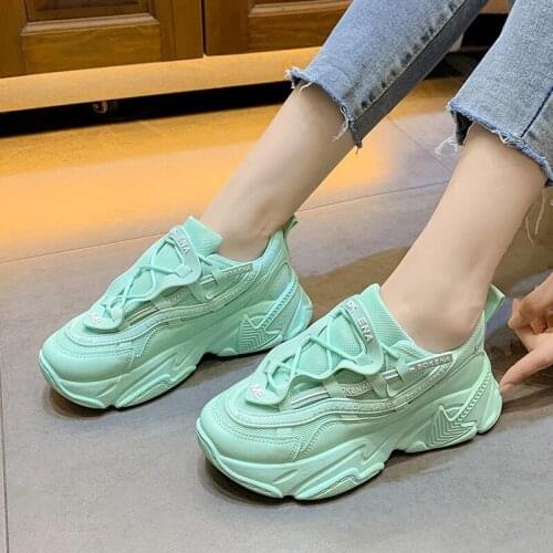 Solid Color Ladies Sneakers 2021 New Thick Bottom Heighten College Style Little White Shoes Female Light Fashion Womens Shoes