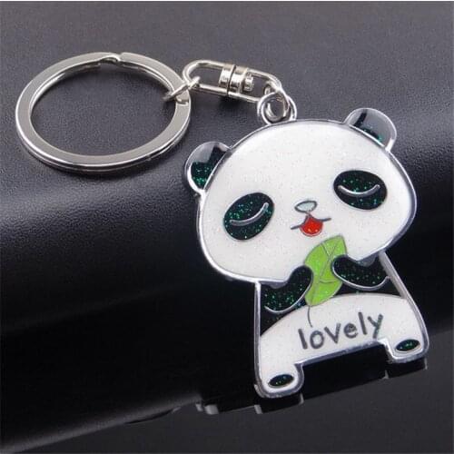Original New Novelty Cute Panda Keychains Women Trinket Chinese Style Animal Pandas Key Chain Men Jewelry Wedding Gift