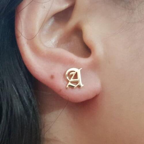 Personality Custom Initial A-Z Letter Earrings Stainless Steel Alphabet Drop Small Hoop Earings For Women alphabet Jewelry 2020