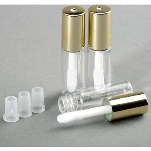 10 pcs 1.2ML Empty Transparent PE Lip Gloss Tubes Plastic Lip Balm Tube Lipstick Mini Sample Cosmetic Container With Gold Cap