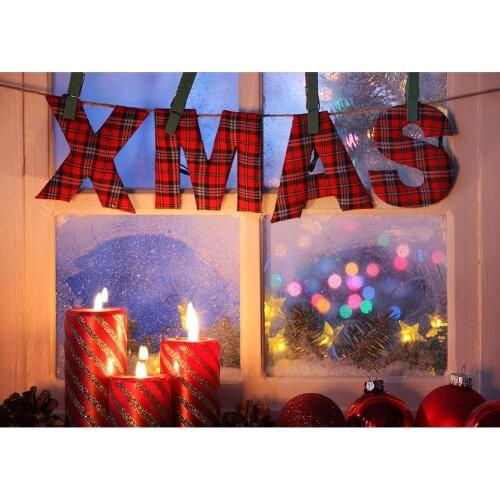 Christmas Ball Windows Candle Photo Backdrops Xmas Vinyl Photography Backgrounds for Studio Children Baby Photocall Photobooth