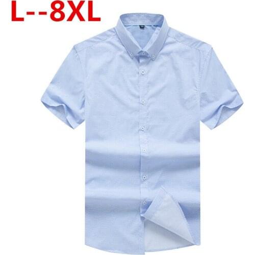 8XL 6XL 4XL Short Sleeve Shirt Men Clothes 2020 Summer Mens Shirts Casual Slim Fit Plaid Camisa Masculina Cotton Chemise Homme