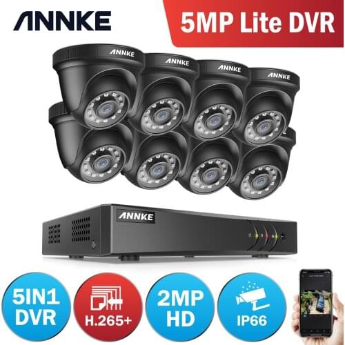 ANNKE 8CH 2MP HD Video Security System 5MP Lite H.265+ DVR With 4X 8X Smart IR Weatherproof Dome Surveillance Cameras CCTV Kits