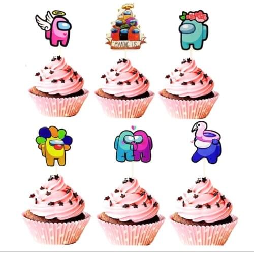 Game Theme 24pcs/lot Cake Picks Decoration Cupcake Toppers Boys Kids Favors Baby Shower Supplies Happy Birthday Party