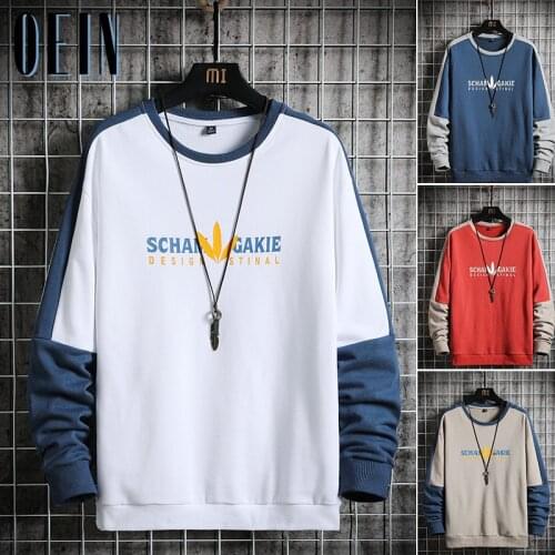 OEIN 2021 Autumn Men Sweatshirts Casual O Neck Trendy Streetwear Mens Hoodies Patchwork Fashion Harajuku Tops Male Pullover 4XL