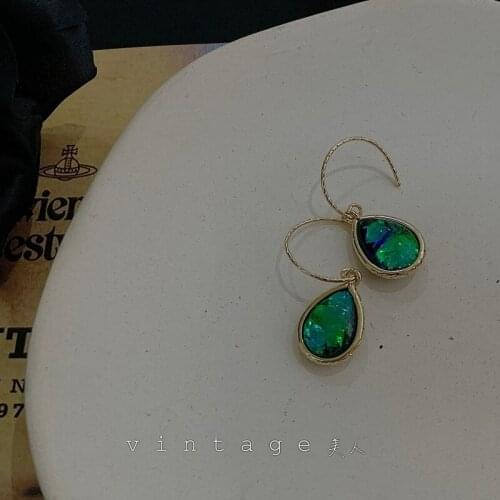 Versailles Court Elegant Vintage Retro Wedding Emerald Gemstone Gold Plated Drop Earrings Jewelry Earrings for Women Gift New