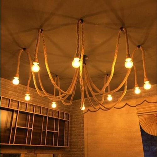 Vintage Hemp Rope Electrical Cord Wire For DIY E27 Light Bulbs Pendant Light Decor Lamp For Ceiling Retro Bar Bedroom Restaurant