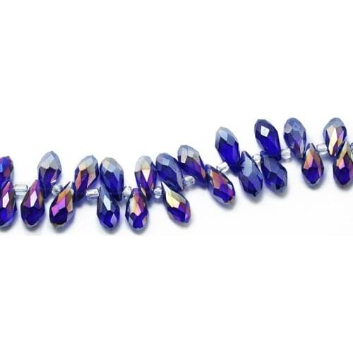 High Quality 6X12mm 30pcs Dark Blue Drop Water Cross Hole loose glass crystals beads bracelet Jewelry DIY CN-BBA054-01DBL