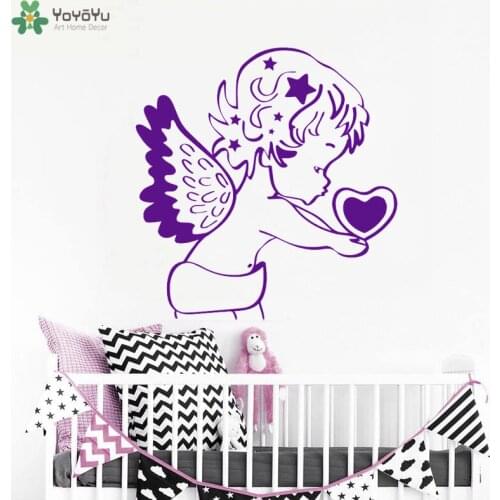 YOYOYU Wall Decal Angel Heart Pattern Wall Stickers For Kids Rooms Removable Interior Baby Bedroom Home Decor Art Cartoon SY909
