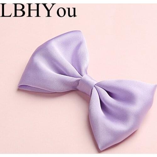 Handmade Soild Colors Silk Fabric Bows Hair Clips School Girls Knotbows Girls' Hair Barrettes Kids Hair Wear