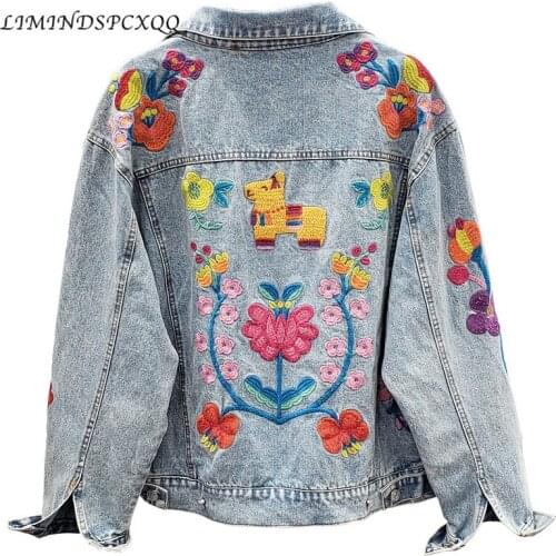 Women embroidery Denim Jacket Coat 2020 Spring Jean Jackets Women Coat Female Denim Jacket Girl Outerwear Blue jaquetas feminina