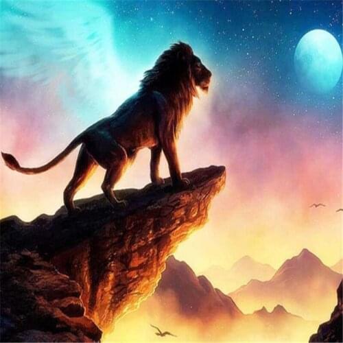 Animal DIY Round Diamond Painting Lion Diamond Painting Full Diamond Square Diamond Painter Home Office Decoration Painting