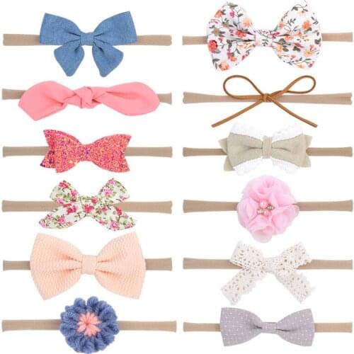 1pcs/lot Cute Bow Baby Headband for Girl Nylon Head Bands Turban Newborn Headbands Hairbands for Kids Baby Hair Accessories