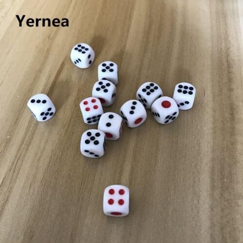 10Pcs/Lot 10mm Dice Acrylic White Dice Hexahedron Fillet Red Black Points Clubs KTV Dedicated Entertainment Dice Set Board Game