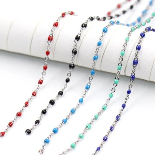 304 stainless steel chain 0.4mm color dripping flat cross O type thin chain DIY hand necklace earring accessories red black