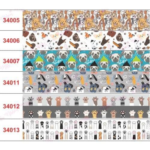 50 Yards Animal/Dog Printed Grosgrain /Elastic band Ribbon16mm,22mm,25mm,38mm, For Hair Bows DIY Crafts Handmade Accessories