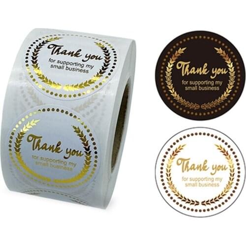 500pcs Thank You for Supporting My Small Business Stickers 1.5 Inch Bronzing Seal Label for Gift Baking Package Envelope