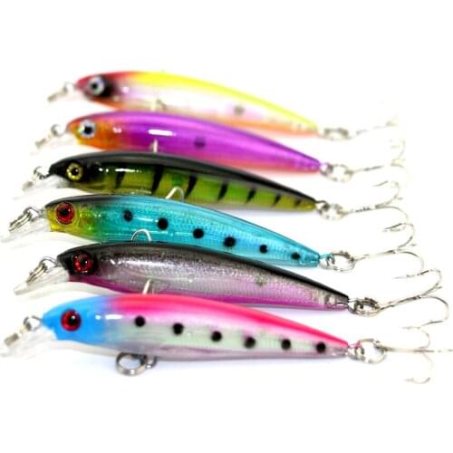 8cm 6g 12pcs/lot Minnow Lure Artificial Jig Fishing Lures Fishing Hooks Hard Bait Freshwater Fishing Tackle 6 Colors (MI035)