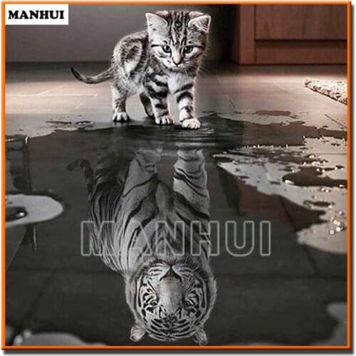 NEW Diamond EmbroideryAnimal Cat Tiger Diy Diamond Painting Full Drill Resin Mosaic Handmade Pasted Decor MH510